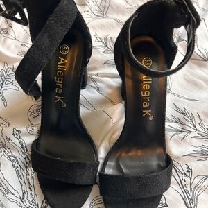 Allegra K Black Suede Heels